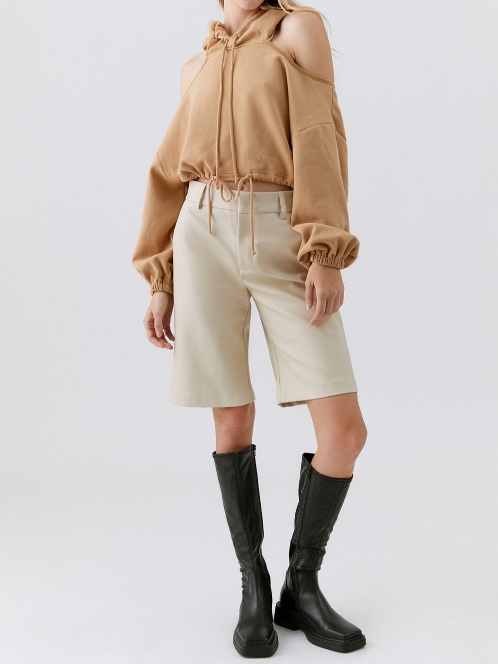 Cold-Shoulder Hoodie Sweatshirt View 3